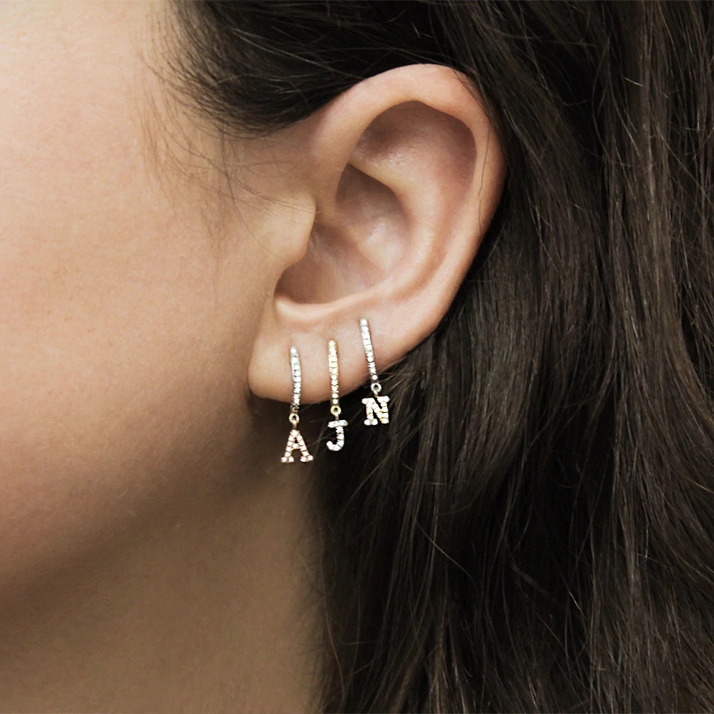 MeiraT White Gold & Diamond Huggies Earring “A”